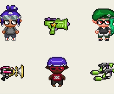 スプラトゥーンのイカしたドット絵アイコン描きます SNSアイコンやチームメンバーへのプレゼントに！