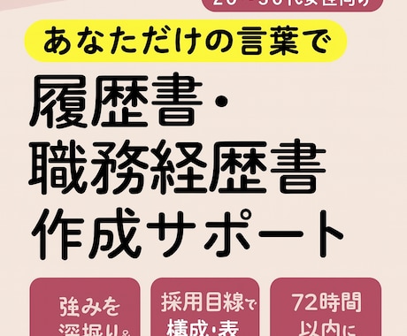 女性のための履歴書・職務経歴書作成サポートします あなただけの言葉で魅せる履歴書・職務経歴書を作成 イメージ1