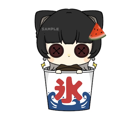 夏用量産、かき氷からひょこんイラスト描きます お客様のビジュアルをぬいぐるみ風に描きます イメージ2