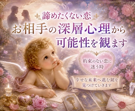 諦めたくない恋、お相手の深層心理から可能性を観ます 約束のない恋に迷う時　幸せな未来へ進む鍵を見つけていきます イメージ1