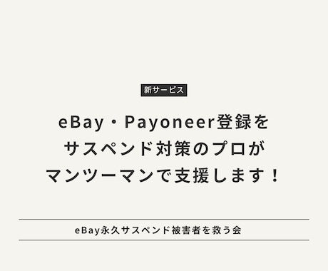 eBay・ペイオニア登録を全面サポートします サスペンド対策のプロが支援します！サスペンドされても安心！ イメージ1