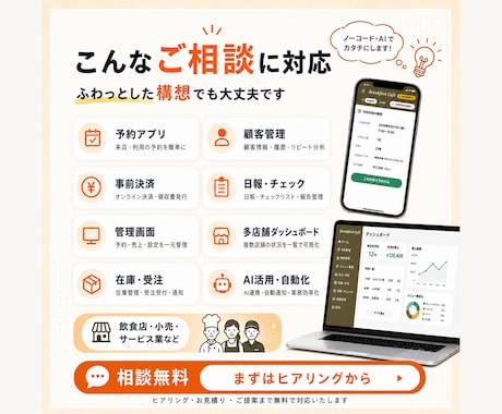 ノーコードで業務アプリを制作します 相談・設計・見積りから丁寧に対応します イメージ2