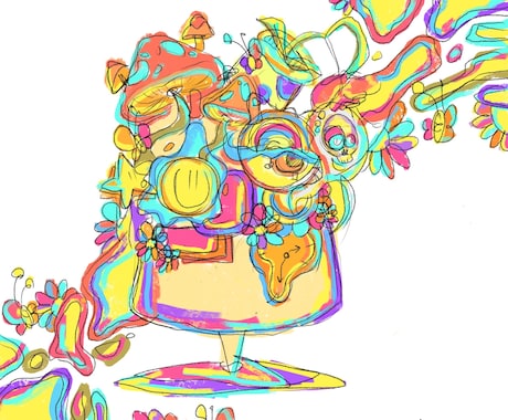 他にはないpopなイラスト(データ)お描きします 日本人画家は描くことがないようなカラフルな世界をあなたに！ イメージ2