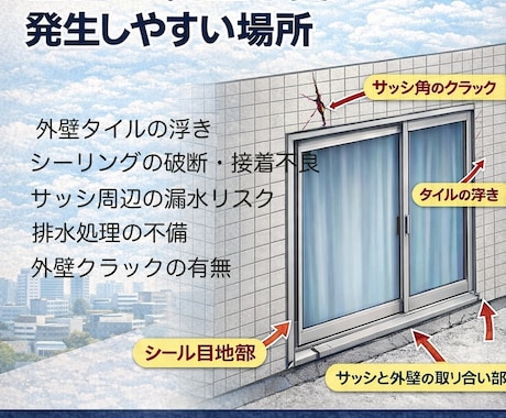 雨漏り、外壁不具合図解|報告書・説明資料作成します サッシ周りの漏水、外壁不具合の原因を整理必要資料の作成 イメージ2