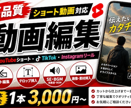 ショート動画編集します｜1本3000円〜ます SNS用ショート動画を丁寧に編集します イメージ1
