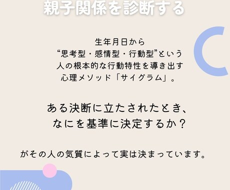 親子でわかるサイグラム診断で家族関係をみます 子育てのヒントに♪電話なし顔出しなし◎おしゃれな鑑定結果送付 イメージ2