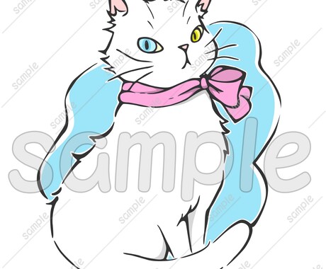 商用利用OK！猫の手書きイラスト販売しています SNS、パンフレットやチラシ、POP、名刺、印刷の素材に★B イメージ2