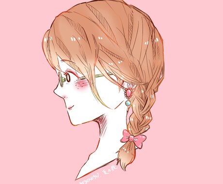 デザインイラスト寄り☆アナタの横顔描きます 横顔限定☆ほのぼのシンプルタッチ！アイコンや記念に！ イメージ1