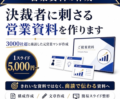 決裁者に刺さる営業資料を作ります 3000社超と商談した元営業マンがノウハウを凝縮して作成 イメージ1