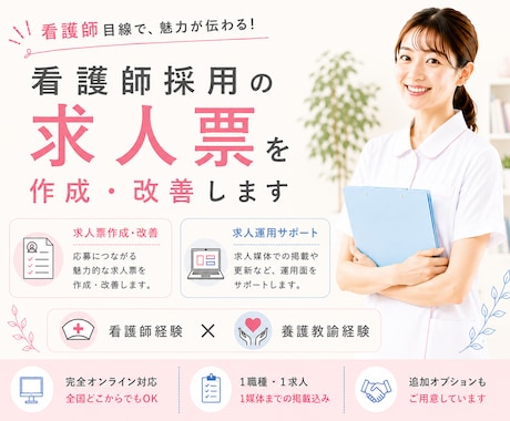 看護師求人の作成・改善から運用まで代行します イメージ1