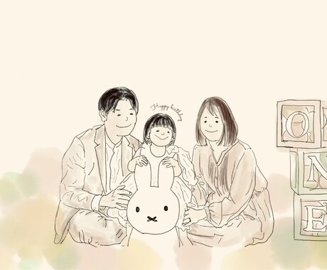お気に入りのお写真をほっこりイラストにします 白黒、カラー、線のみ、追加で周辺にお好きなイラストも無料 イメージ2