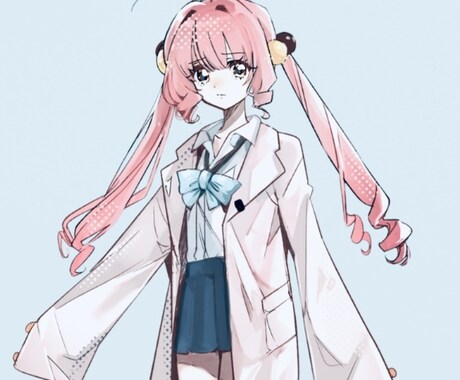 等身＋SDセットの女の子の立ち絵販売してます ツインテール、巻き髪、女子高生、ピンク髪 イメージ2
