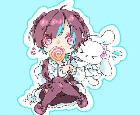 ポップな絵柄のイラストを制作します オリジナルシールやSNSのアイコンなどに！ イメージ1