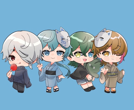 ミニキャラ作成。最短1週間以内納品で描きます グッズ、立ち絵、サムネ、挿絵等お任せ下さい！ イメージ1