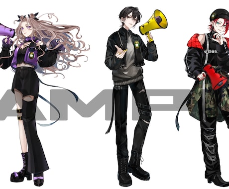 商用利用込み！キャラクター立ち絵制作します 三面図/Live2D用パーツ