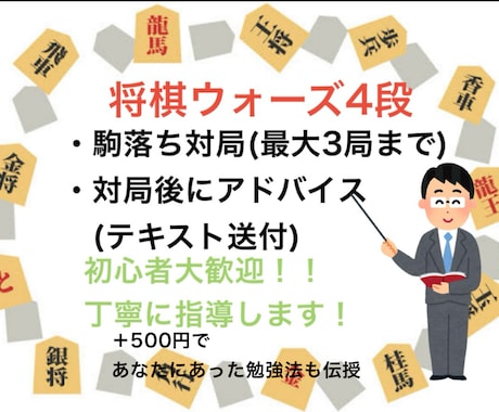 将棋アマ四段が指導！駒落ち対局で上達できます 駒落ち対局で攻め方を覚えて勝ち切る力をつけよう！ イメージ1