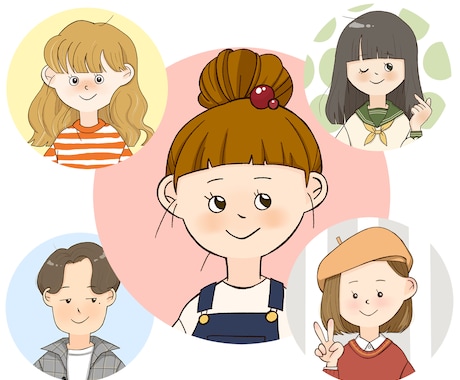 ゆるポップ・かわいいアイコン作成します 希望の髪型・洋服でオリジナル☆表情差分500円☆商用OK イメージ1