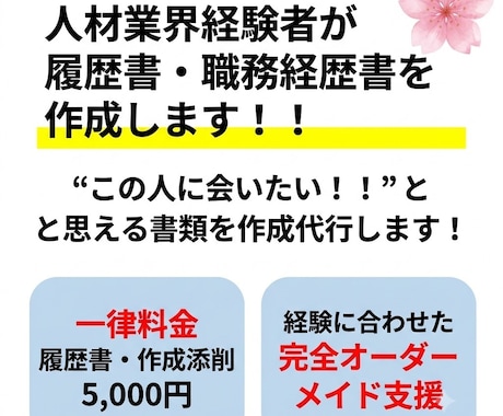 人材業界経験者が履歴書・職務経歴書を作成します “この人に会いたい！！”と思える書類を作成代行します！ イメージ1