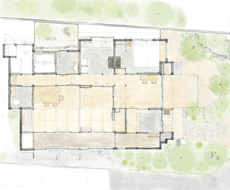 柔らかい雰囲気の手書き図面を描きます 建築のプレゼンに使いやすい、デジタル手書き図面です。 イメージ1