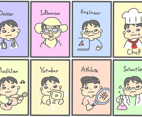 オリジナル選び取りカードを作成いたします お子様の似顔絵で選び取りカードを作成します。 イメージ1