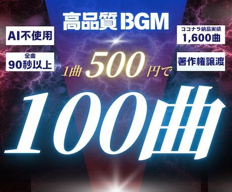 なんと100曲！高品質BGMを超格安で作曲します