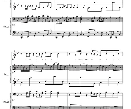 耳コピでご依頼の曲の楽譜を作成します 絶対音感を活かして、楽譜をお作りします。コードも書けます。 イメージ2