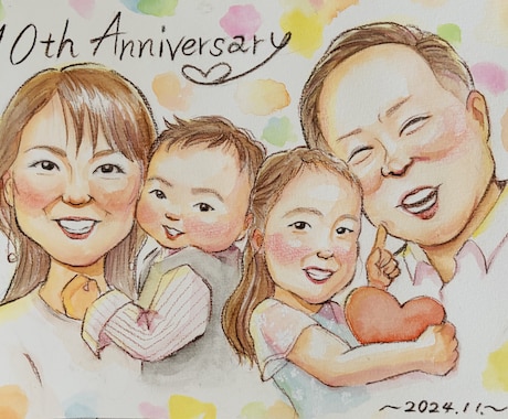 贈った瞬間、笑顔が溢れる温かい似顔絵描きます 還暦・誕生日・ウェディング、大切な人への一生モノの贈り物 イメージ2