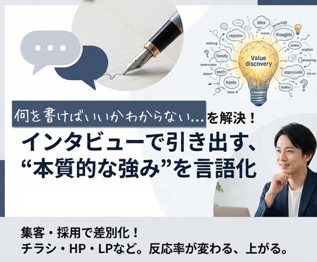 集客・採用に／インタビューで強みを言語化します 300件超の実績で培った言語化力で、「刺さる言葉」に変換 イメージ1