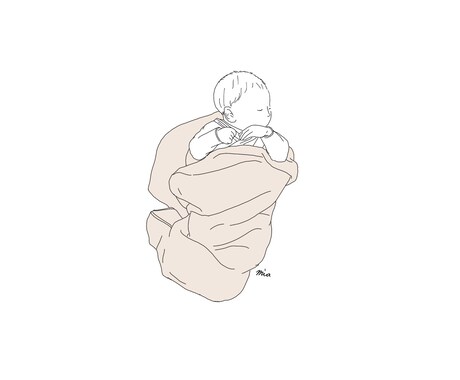 ニューボーン・赤ちゃんの線画イラストをお描きします 大切な「はじめての思い出」を優しくおしゃれな線画イラストに イメージ2
