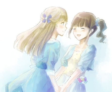 百合割！女性2人以上のイラスト描きます 女性2人以上のイラストを他出品サービスよりお得に描きます。 イメージ2