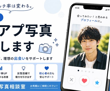 男性向け｜プロフィール写真を添削しますます 男性目線の違和感を、女性から見て好印象な写真に整えます イメージ1