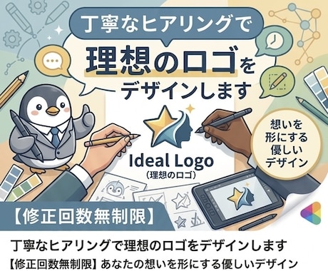 丁寧なヒアリングで理想のロゴをデザインします 【修正回数無制限】あなたの想いを形にする優しいデザイン イメージ1