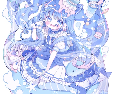 ふわふわかわいいキャラクターイラストを描きます キャラデザ・VTuber・動画用イラスト・デフォルメなど イメージ2