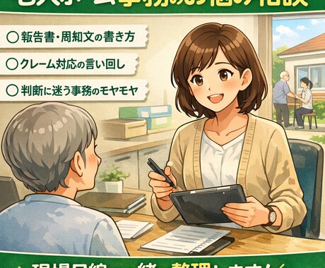 老人ホーム事務の業務・文章相談を30分お受けします 事務対応で「これどう書く？」を現場目線で一緒に整理します イメージ1