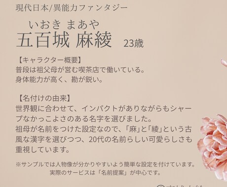 キャラクター名を世界観に合わせて丁寧に考えます 由来付きでご提案・一次創作向け イメージ2