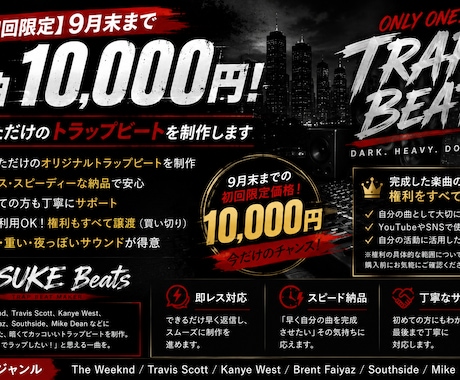 初回限定】9月末まで1曲1万円でビート制作します アナタだけのオリジナルビート作ります。 イメージ1