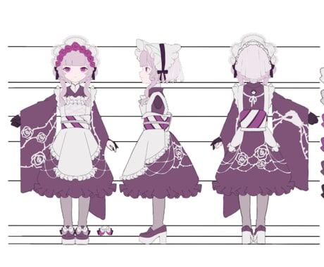 キャラクターデザイン及び三面図承ります 固定キャラクターを作りたい方におすすめです。 イメージ2