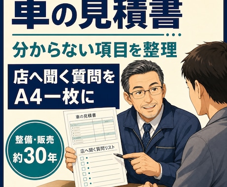 車の見積書を読みやすく整理します 見積項目を分類し店へ聞く質問を一枚に イメージ1