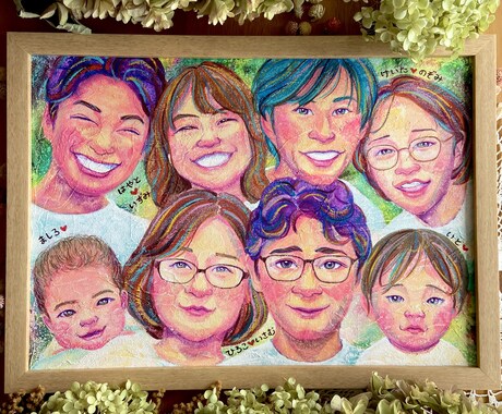 温かくて絵画的✨オシャレでそっくりな似顔絵描きます アクリル画の多彩なカラー、世界に一つの記念になる似顔絵作品 イメージ1