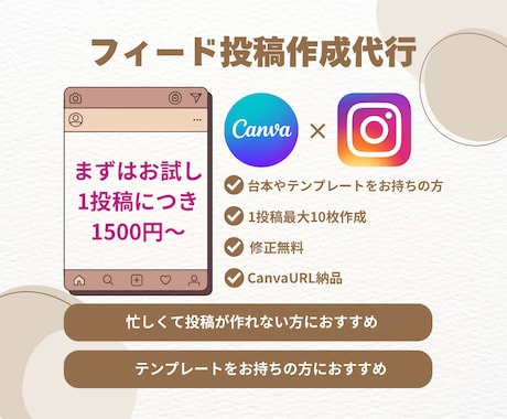 文章送るだけで完成！インスタ投稿作成代行します 初回1,500円で世界観そのままに整えます ✨ イメージ1