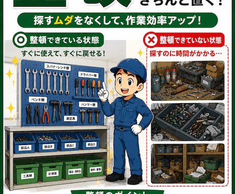 5S・整理整頓の注意喚起ポスターを作成します 工場・倉庫・事務所など、現場に合わせた5Sポスターを作成！ イメージ2