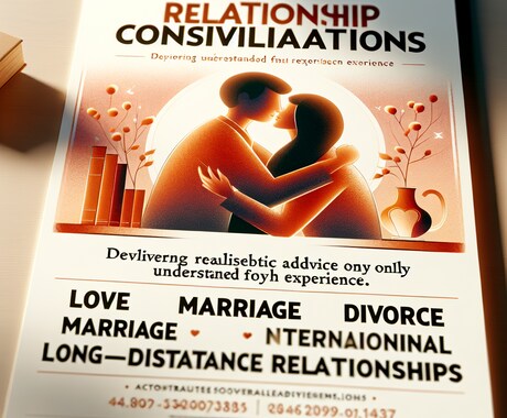 恋愛、結婚、離婚、国際恋愛、遠距離恋愛相談受付ます ～経験者だからこそわかるリアルなアドバイスをお届けします～ イメージ1