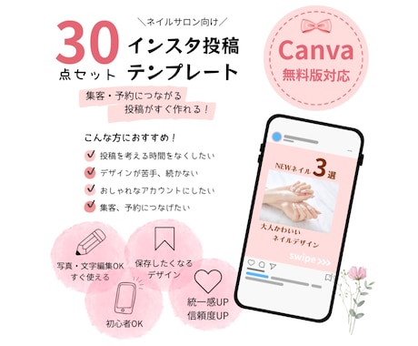 ネイルサロン向けの投稿テンプレセット販売しています イメージ1