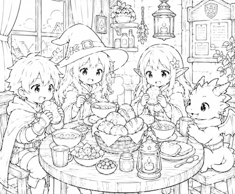 オリジナル塗り絵をオーダーメイドで制作します お子様の知育やプレゼントに！世界に一つの線画イラスト イメージ2