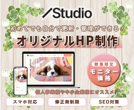 STUDIOでオリジナルHP制作いたします 初めてでも迷わない！自分で育てていけるHP！ イメージ1