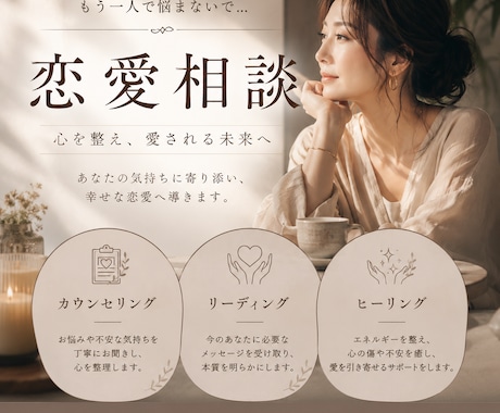 リーディング&ヒーリング併用/恋愛相談お聞きします 誰にも言えなかった悩みも、臆せずなんでもお話しください。 イメージ1