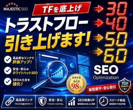 トラストフロー「TF」値を30以上に引き上げます TF60以上も可能！Google上位表示の近道に！ イメージ1