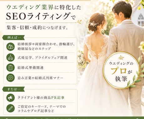 結婚ジャンルに特化したコラム・ブログ書きます 構成からSEO対策まで！プランナー歴13年の知識で丁寧に執筆 イメージ2