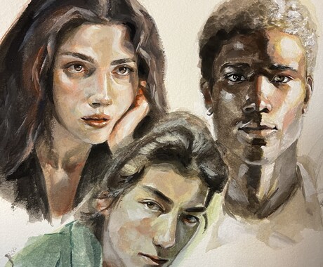 手描き水彩　温かみのある似顔絵を制作します 大切な人に、かたちに残る思い出を イメージ2