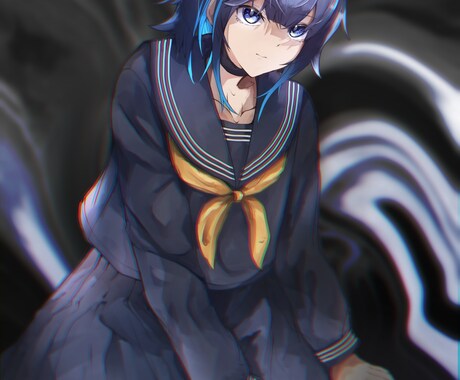 ダークな世界観でキャラクターイラストをお描きします 暗めの配色や「怒」「哀」のような感情のイラストが得意です イメージ2